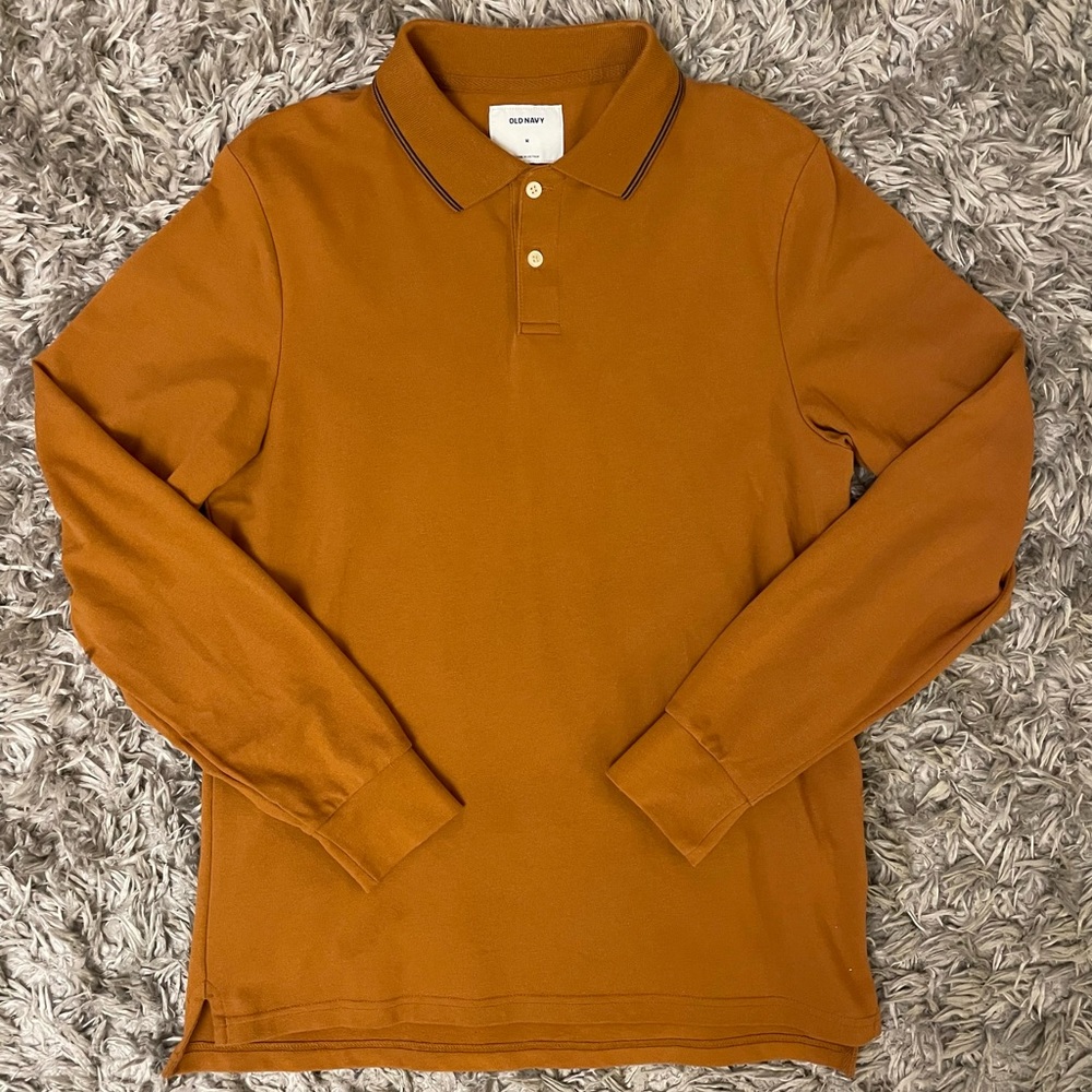 Old Navy Light Brown Long Sleeve Polo